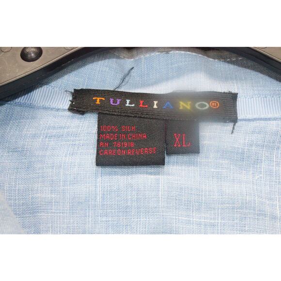 Tulliano Shirt Sky Hope Mens XL 100% Silk Button Up Long Sleeve Blue NEW - Picture 3 of 5
